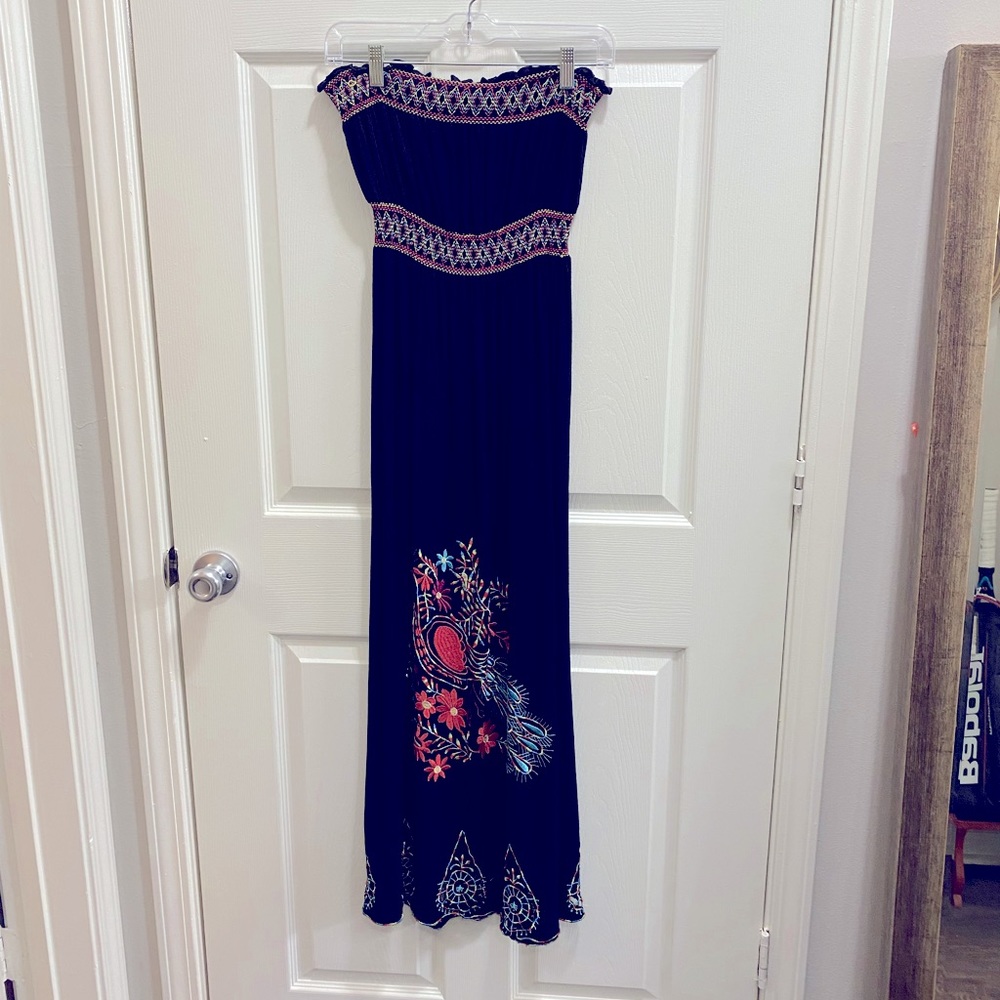 Oxford Circus Peacock Embroidered Sleeveless Maxi Dress